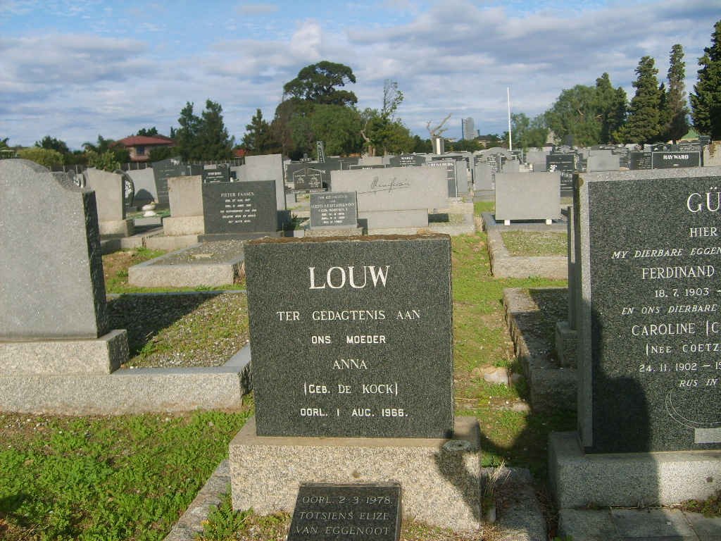 LOUW Anna nee DE KOCK -1966 :: ? Elize -1978