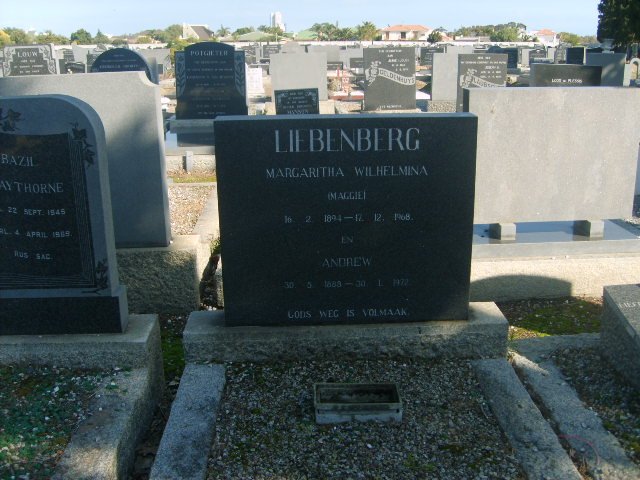 LIEBENBERG Andrew 1893-1972 &amp; Margaritha Wilhelmina 1894-1968