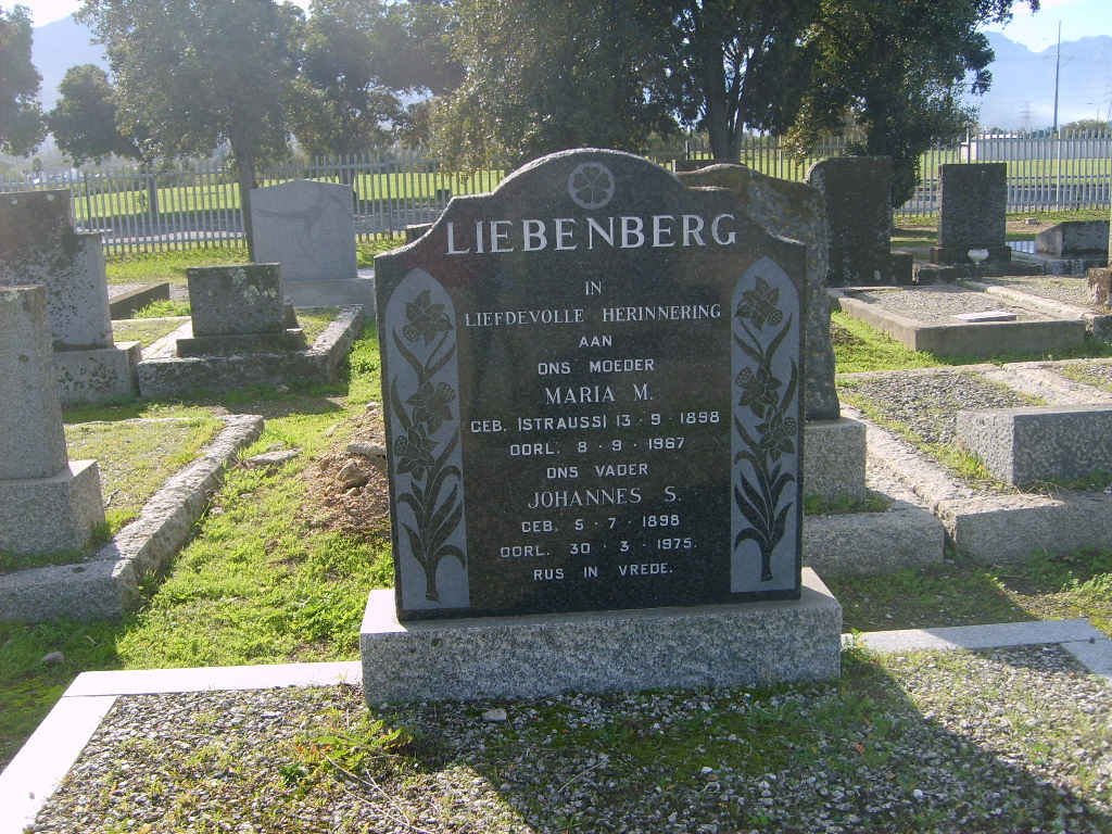 LIEBENBERG Johannes S. 1898-1975 &amp; Maria M. STRAUSS 1898-1967