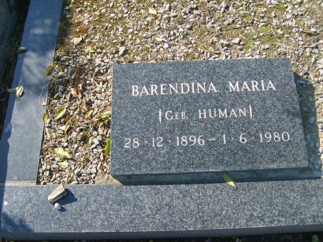 HUMAN Barendina Maria 1896-1980