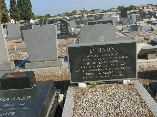 LUNNON Herbert Louis 1916-1976 &amp; Doris STANBRIDGE 1931-1986