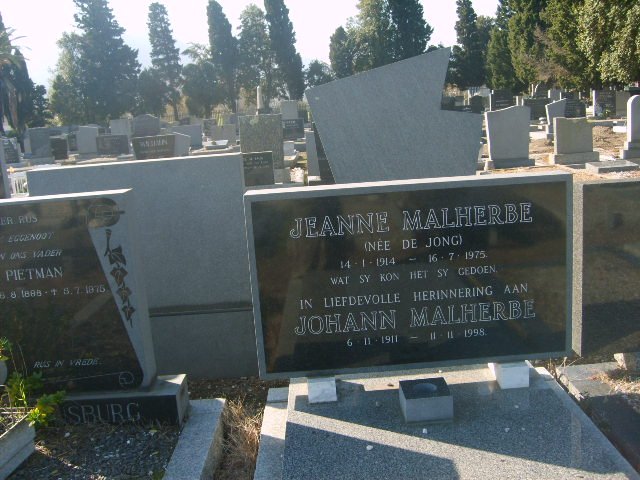 MALHERBE Johann 1911-1998 &amp; Jeanne DE JONG 1914-1975
