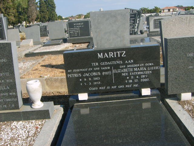 MARITZ Petrus Jacobus 1913-1973 &amp; Elizabeth Maria ESTERHUIZEN 1917-2002