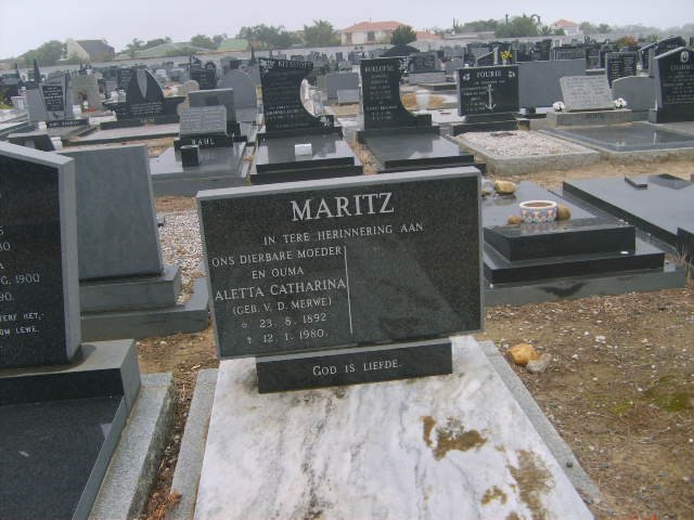 MARITZ Aletta Catharina nee VAN DER MERWE 1892-1980