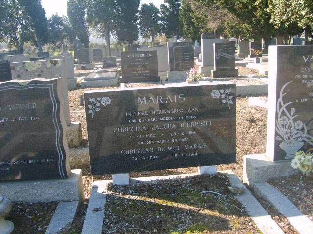 MARIAS Christian de Wet 1900-1981 &amp; Christina Jacoba 1900-1971
