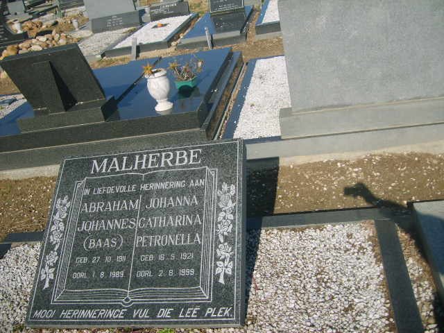 MALHERBE Abraham Johannes 1911-1989 &amp; Johanna Catharina Petronella 1921-1999
