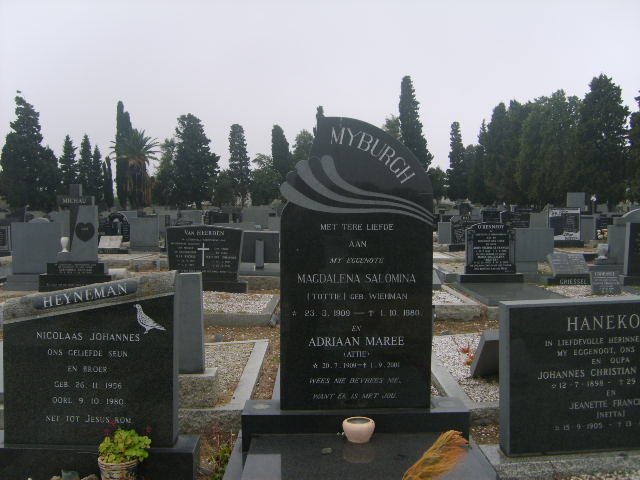 MYBURGH Adriaan Maree 1901-2001 &amp; Magdalena Salomina WEIMAN 1909-1980