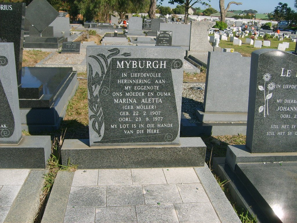 MYBURGH Marina Aletta nee MOLLER 1907-1977