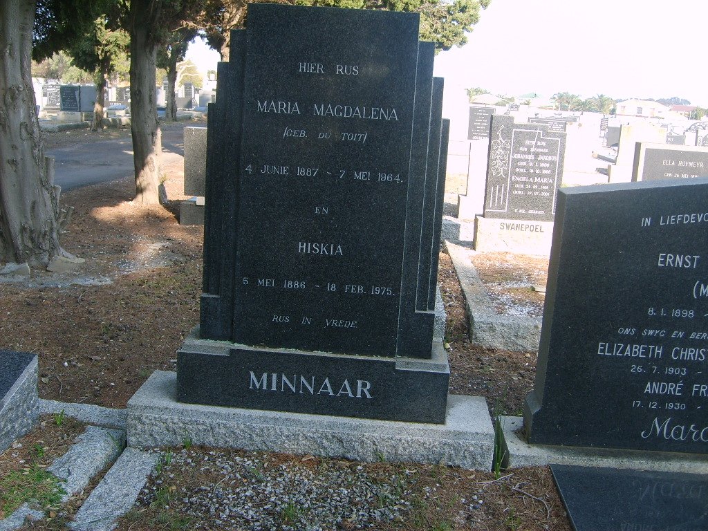 MINNAAR Hiskia 1886-1975 &amp; Maria Magdalena DU TOIT 1887-1964