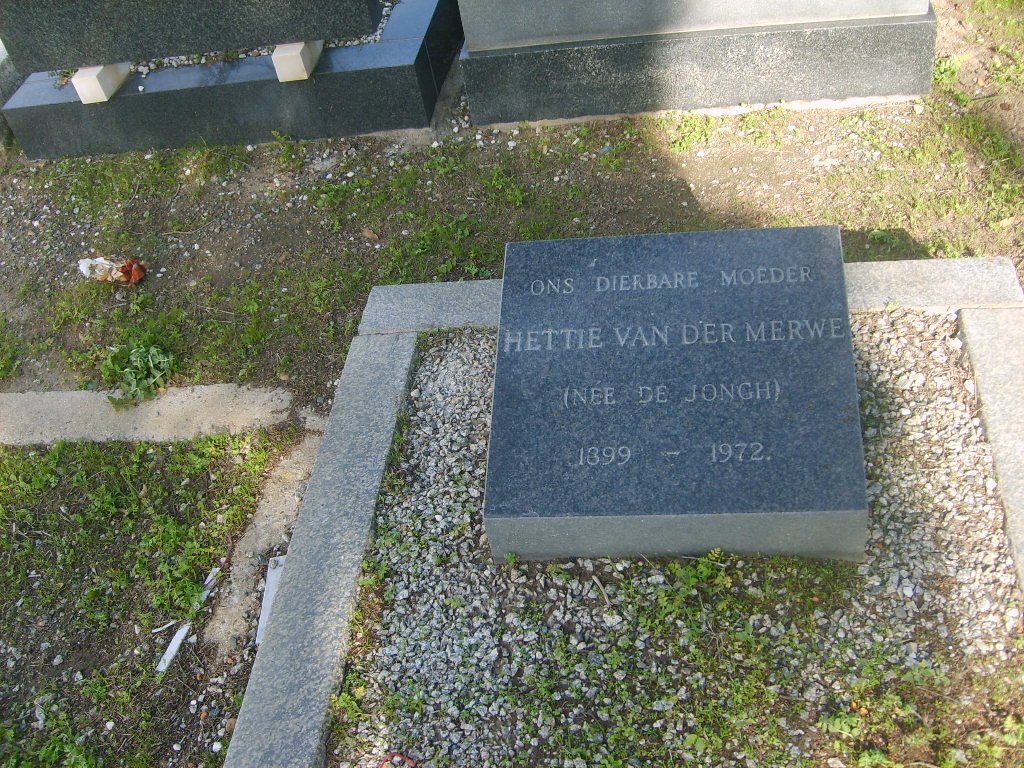 MERWE Hettie, van der nee DE JONGH 1899-1972