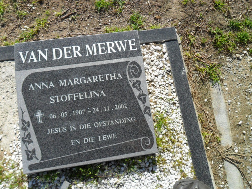 MERWE Anna Margaretha Stoffelina, van der 1907-2002