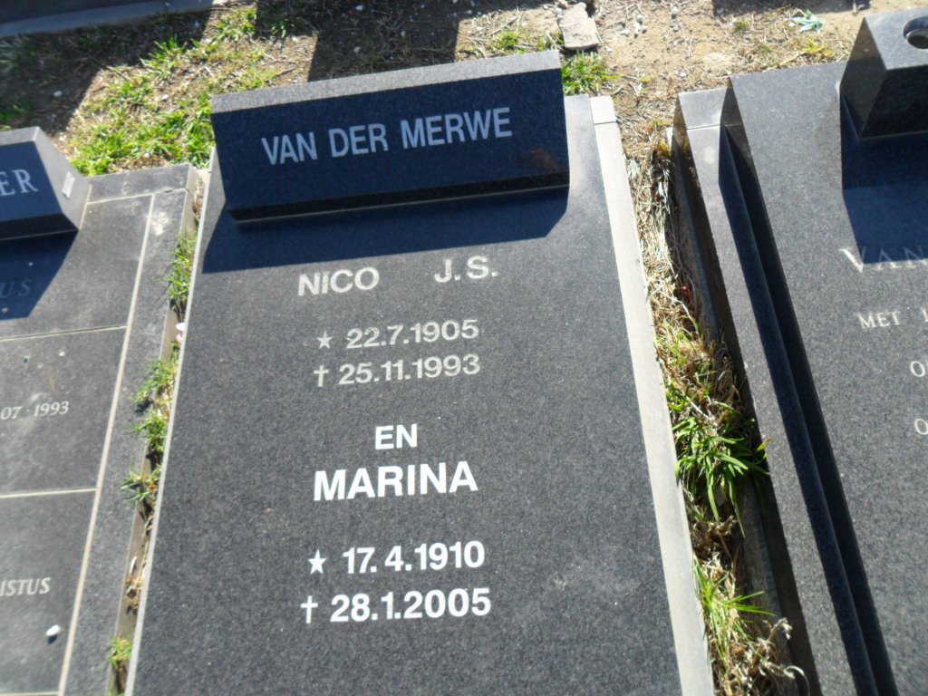 MERWE Nico J.S., van der 1905-1993 &amp; Marina 1910-2005