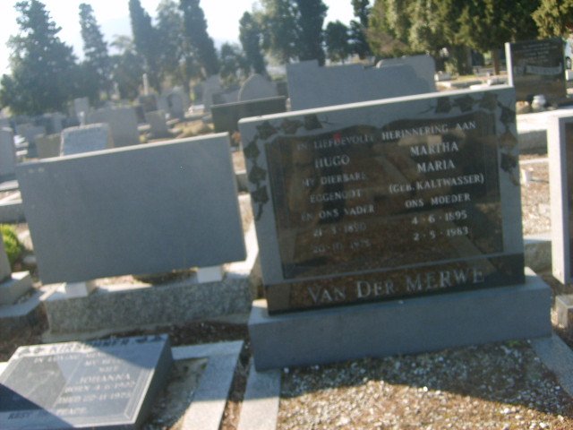 MERWE Hugo, van der 1890-1975 &amp; Martha Maria KALTWASSER 1895-1983