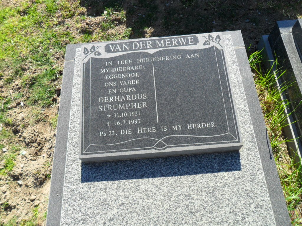 MERWE Gerhardus Strumpher, van der 1921-1997