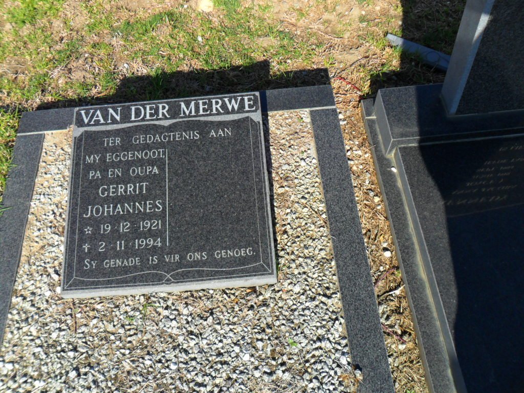 MERWE Gerrit Johannes, van der 1921-1994