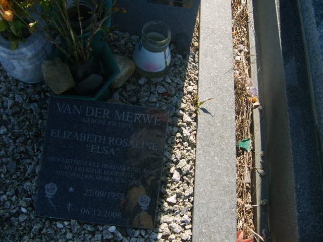 MERWE Elizabeth Rosaline, van der 1952-2008