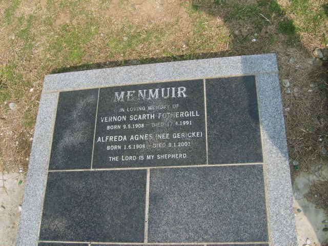 MENMUIR Vernon Scarth Fothergill 1908-1991 &amp; Alfreda Agnes GERICKE 1908-2001