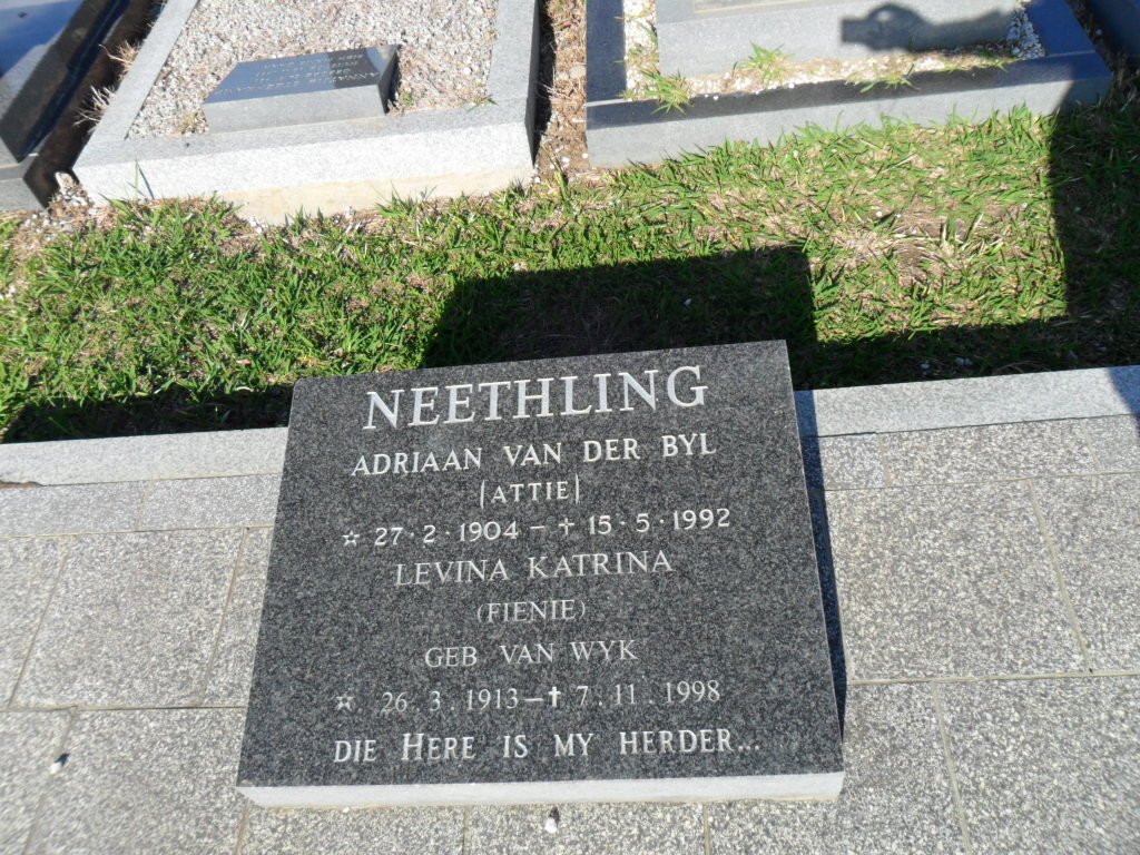 NEETHLING Adriaan Van der Byl 1904-1992 &amp; Levina Katrina VAN WYK 1913-1998
