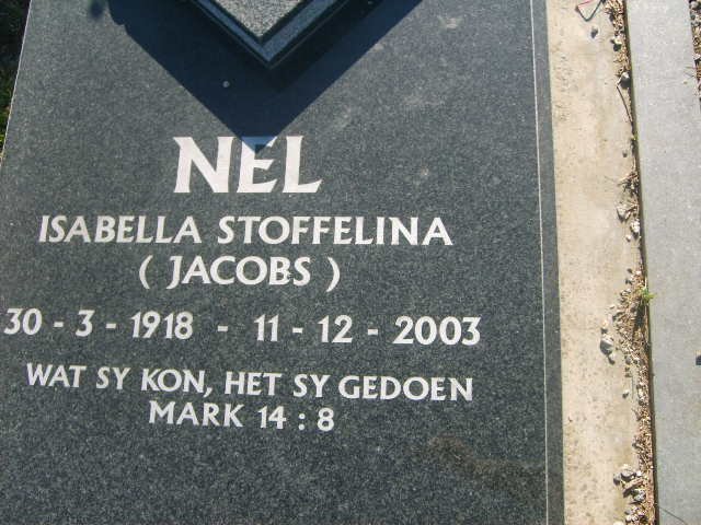 NEL Isabella Stoffelina nee JACOBS 1918-2003