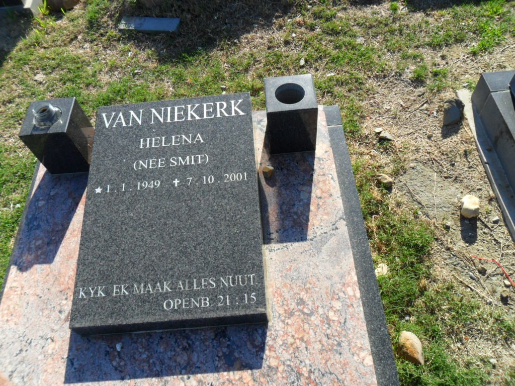 NIEKERK Helena, van nee SMIT 1949-2001