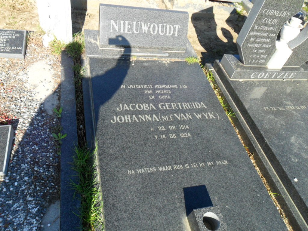 NIEUWOUDT Jacoba Gertruida Johanna nee VAN WYK 1914-1994