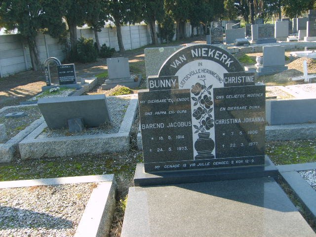 NIEKERK Barend Jacobus, van 1914-1973 &amp; Christina Johanna 1906-1976