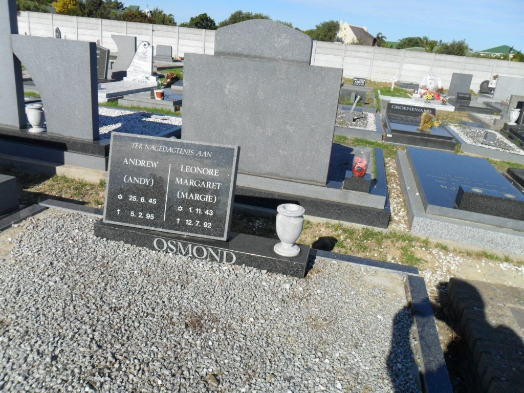 OSMOND Andrew 1945-1995 &amp; Leonore Margaret 1943-1992
