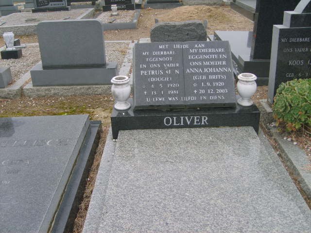 OLIVER Petrus J.N. 1926-1981 &amp; Anna Johanna BRITS 1920-2003