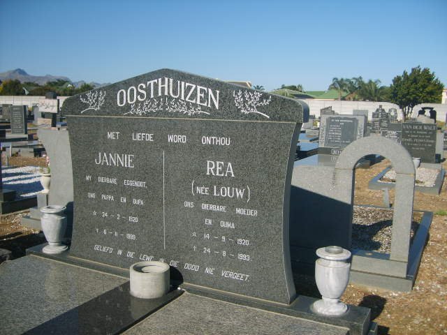 OOSTHUIZEN Jannie 1920-1989 &amp; Rea LOUW 1920-1993