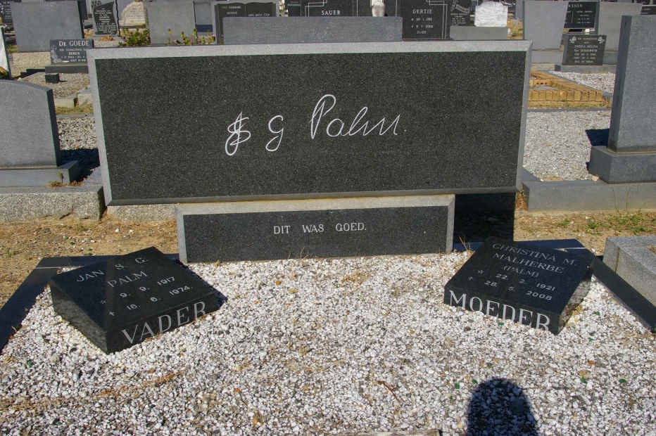 PALM Jan S.G. 1917-1974 &amp; Christina M. MALHERBE formerly PALM 1921-2008