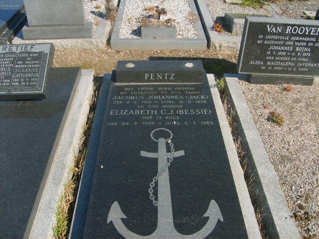 PENTZ Jacobus Johannes &amp; Elizabeth C.J. LE ROUX 1929-1983