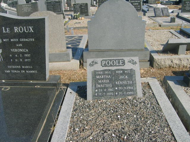 POOLE Jack Kenneth 1914-1999 &amp; Martha Maria 1916-1976