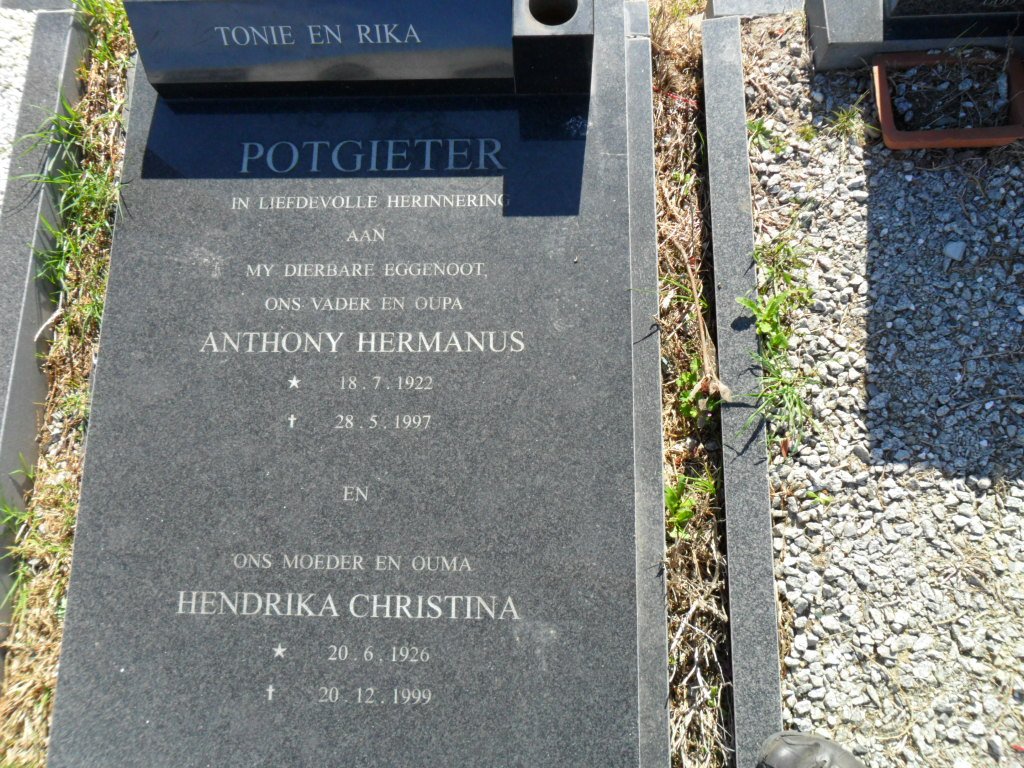 POTGIETER Anthony Hermanus 1922-1997 &amp; Hendrika Christina 1926-1999