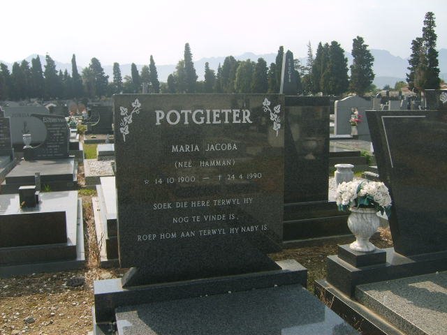 POTGIETER Maria Jacoba nee HAMMAN 1900-1990