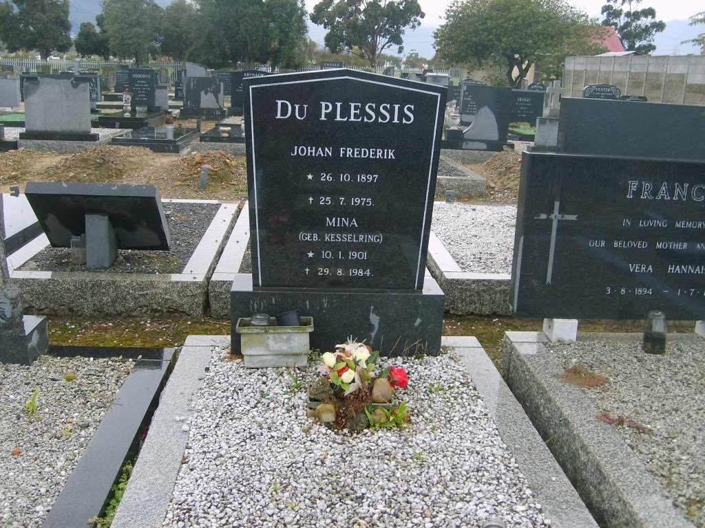 PLESSIS Johan Frederik, du 1897-1975 &amp; Mina KESSELRING 1901-1984