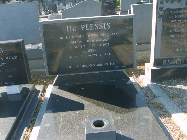 PLESSIS Reuben, du 1909-1994 &amp; Maria MARAIS 1917-1977