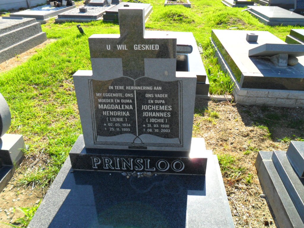 PRINSLOO Jochemes Johannes 1930-2003 &amp; Magdalena Hendrika 1934-1995