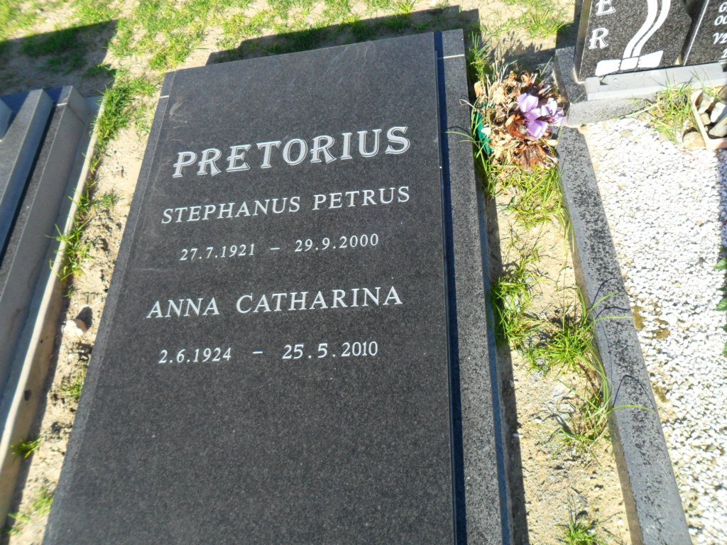 PRETORIUS Stephanus Petrus 1921-2000 &amp; Anna Catharina 1924-2010