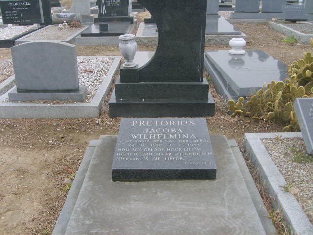 PRETORIUS Jacoba Wilhelmina nee VAN DER MERWE 1892-1983
