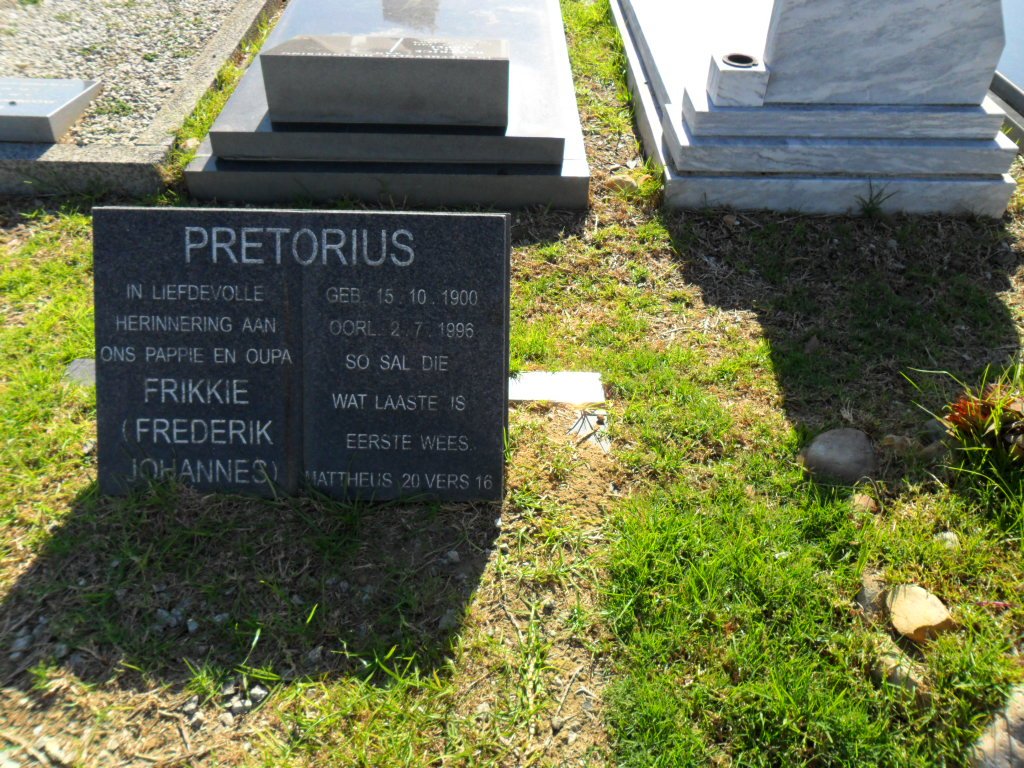 PRETORIUS Frederik Johannes 1900-1996