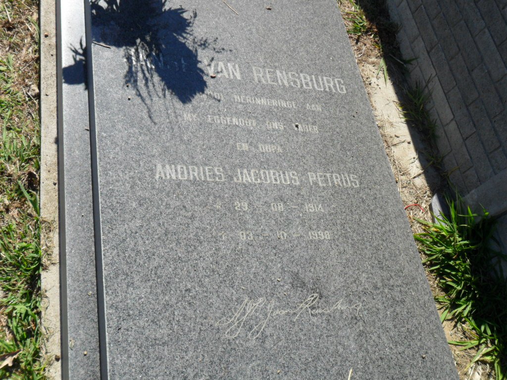 RENSBURG Andries Jacobus Petrus, Janse van 1914-1998