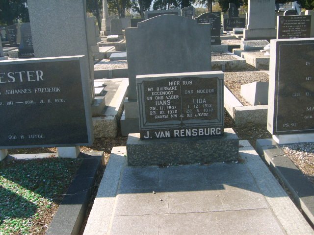 RENSBURG Hans, Janse van 1907-1970 &amp; Lida 1912-1972