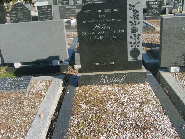 RETIEF Helen nee VAN GRAAN 1930-1974