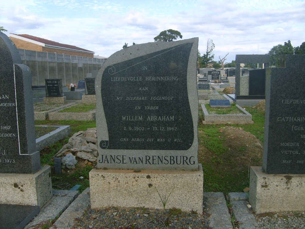 RENSBURG Willem Abraham, Janse van 1902-1962