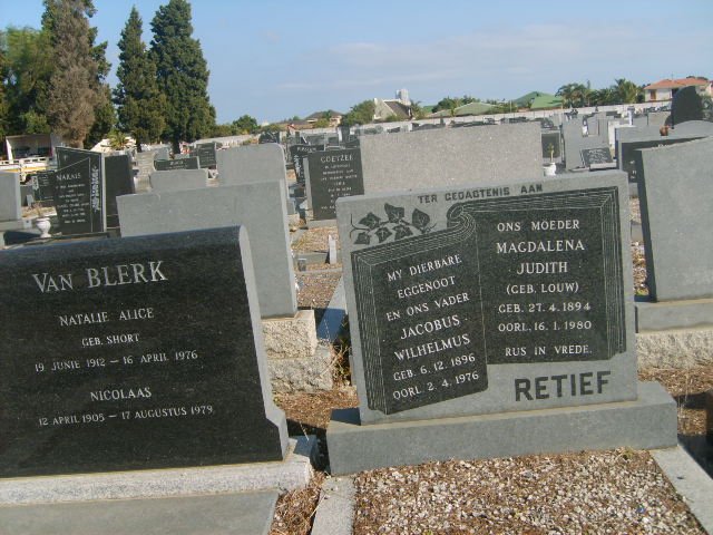 RETIEF Jacobus Wilhelmus 1896-1976 &amp; Magdalena Judith LOUW 1894-1980