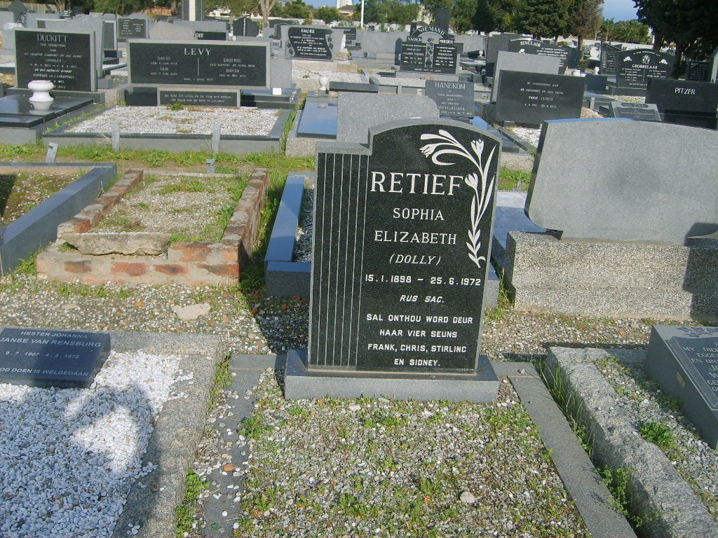 RETIEF Sophia Elizabeth 1898-1972