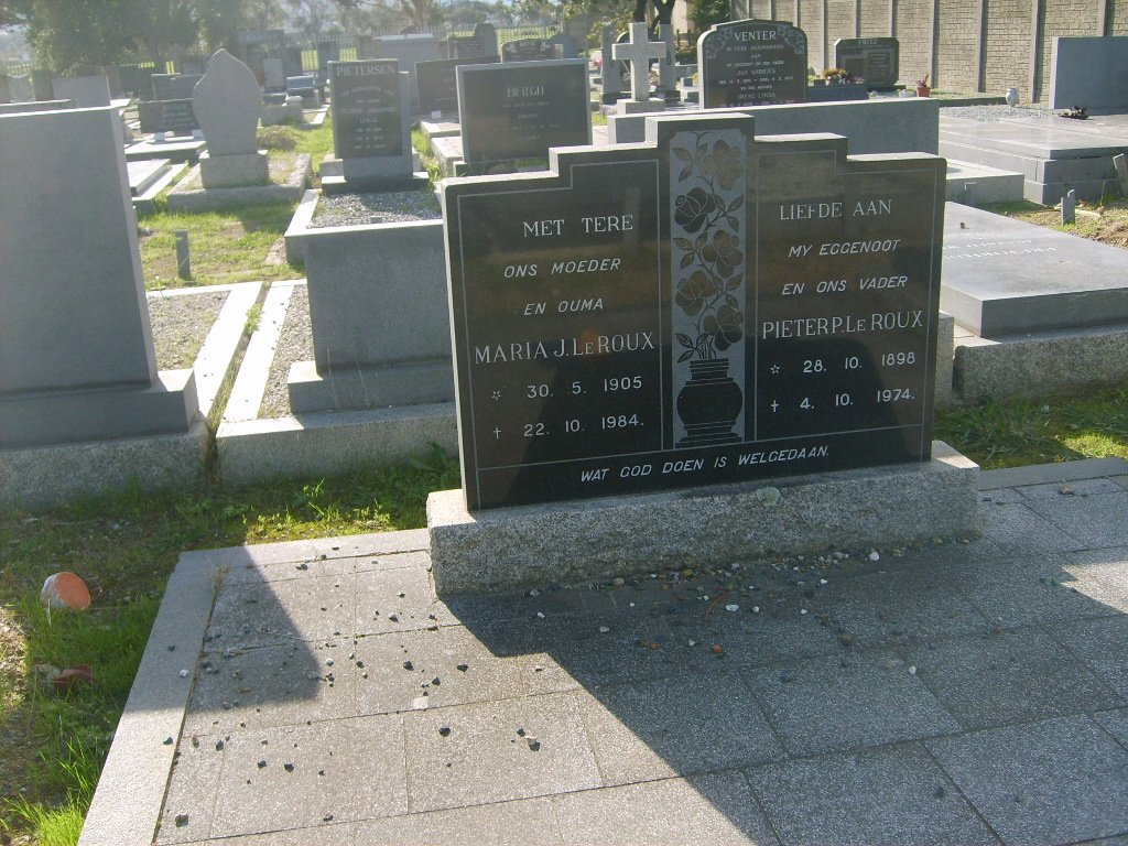 ROUX Pieter P., le 1898-1974 &amp; Maria J. 1905-1984