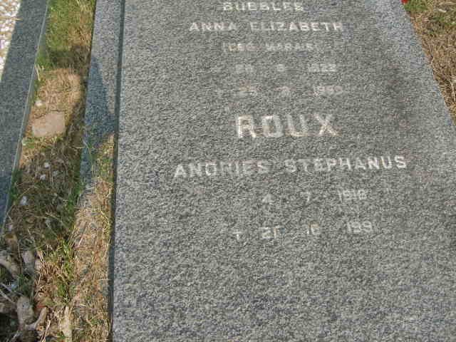 ROUX Andries Stephanus 1918-1991 &amp; Anna Elizabeth MARAIS 1922-1990
