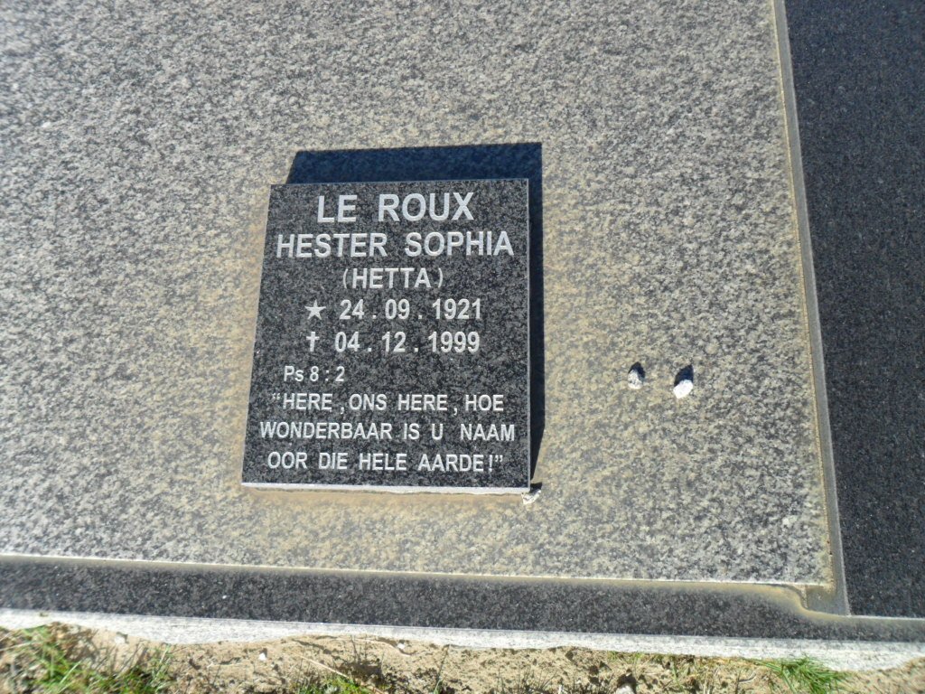 ROUX Hester Sophia, le 1921-1999