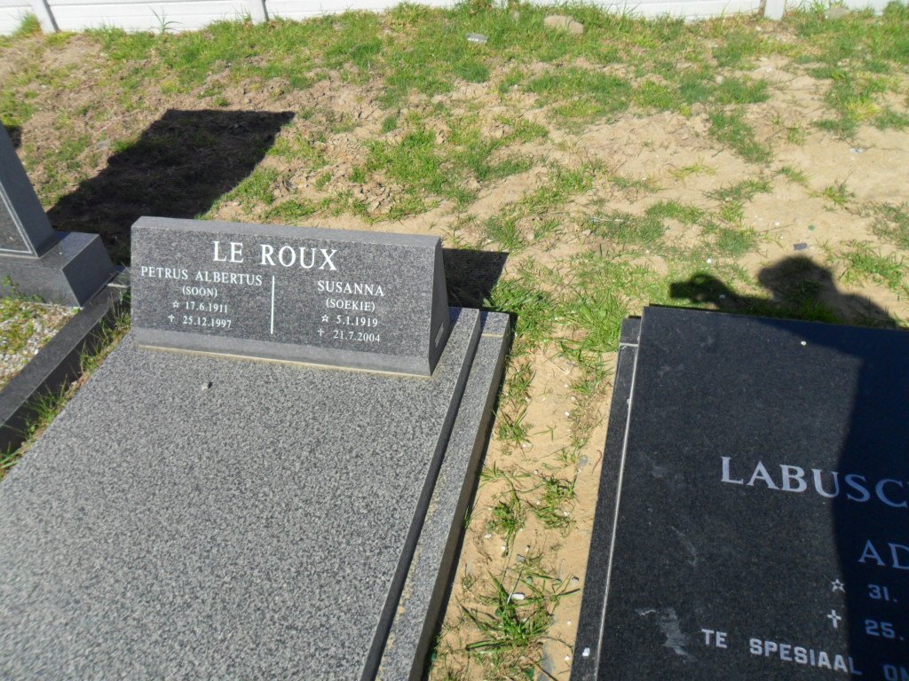 ROUX Petrus Albertus, le 1911-1997 &amp; Susanna 1919-2004